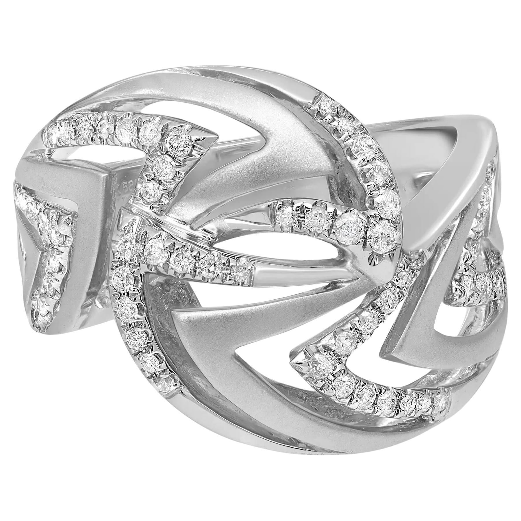 0.31cttw Prong Set Round Diamond Ladies Cocktail Ring 14k White Gold For Sale