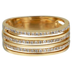 0.31cttw Prong Set Round Diamond Multi Row Band Ring 14k Yellow Gold