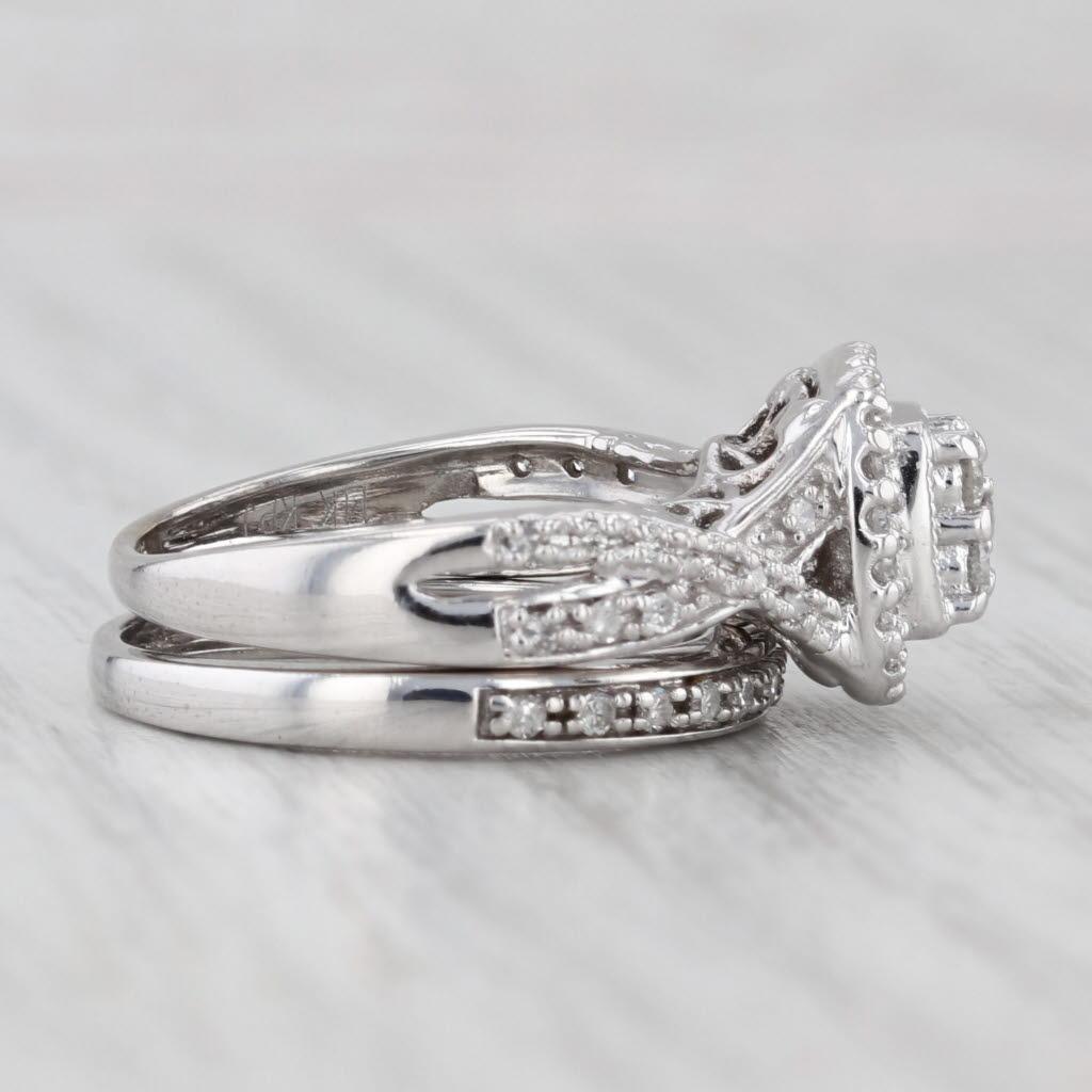 da uomo o donna Anello di fidanzamento a forma di aureola con diamante da 0,31 ct. in vendita