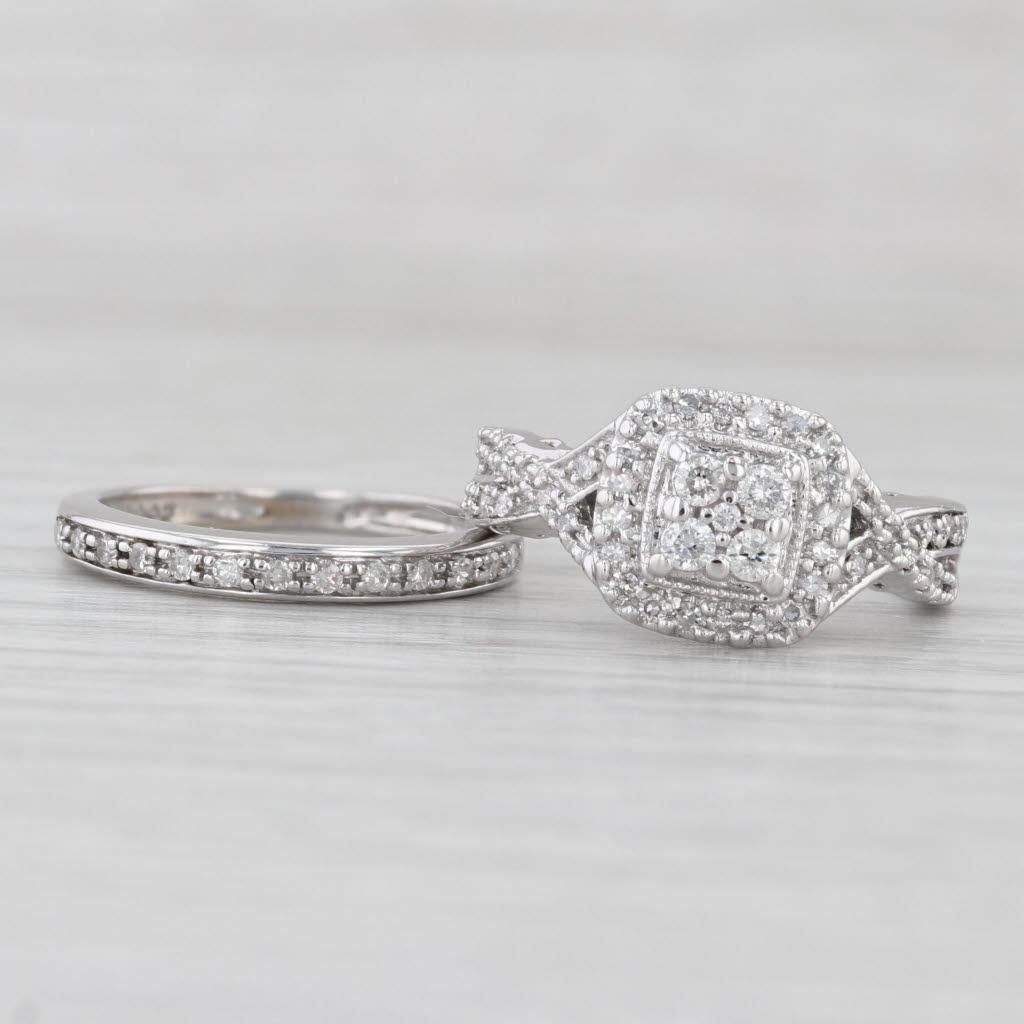 Anello di fidanzamento a forma di aureola con diamante da 0,31 ct. in vendita 2