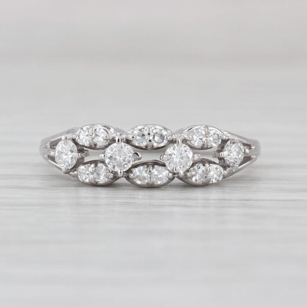 Anello con diamante da 0,31ctw in oro bianco 18k misura 6,25 Fascia nuziale impilabile In condizioni buone in vendita a McLeansville, NC