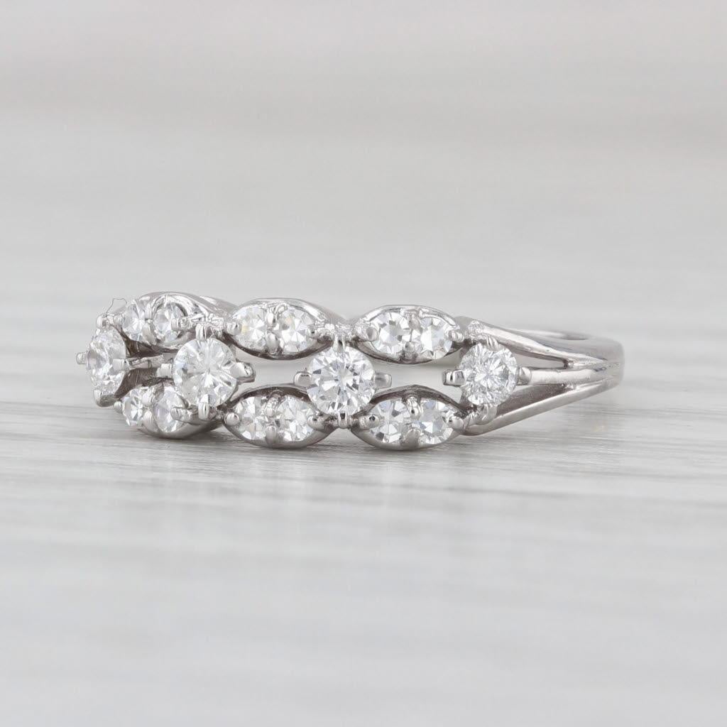 Anello con diamante da 0,31ctw in oro bianco 18k misura 6,25 Fascia nuziale impilabile in vendita 1