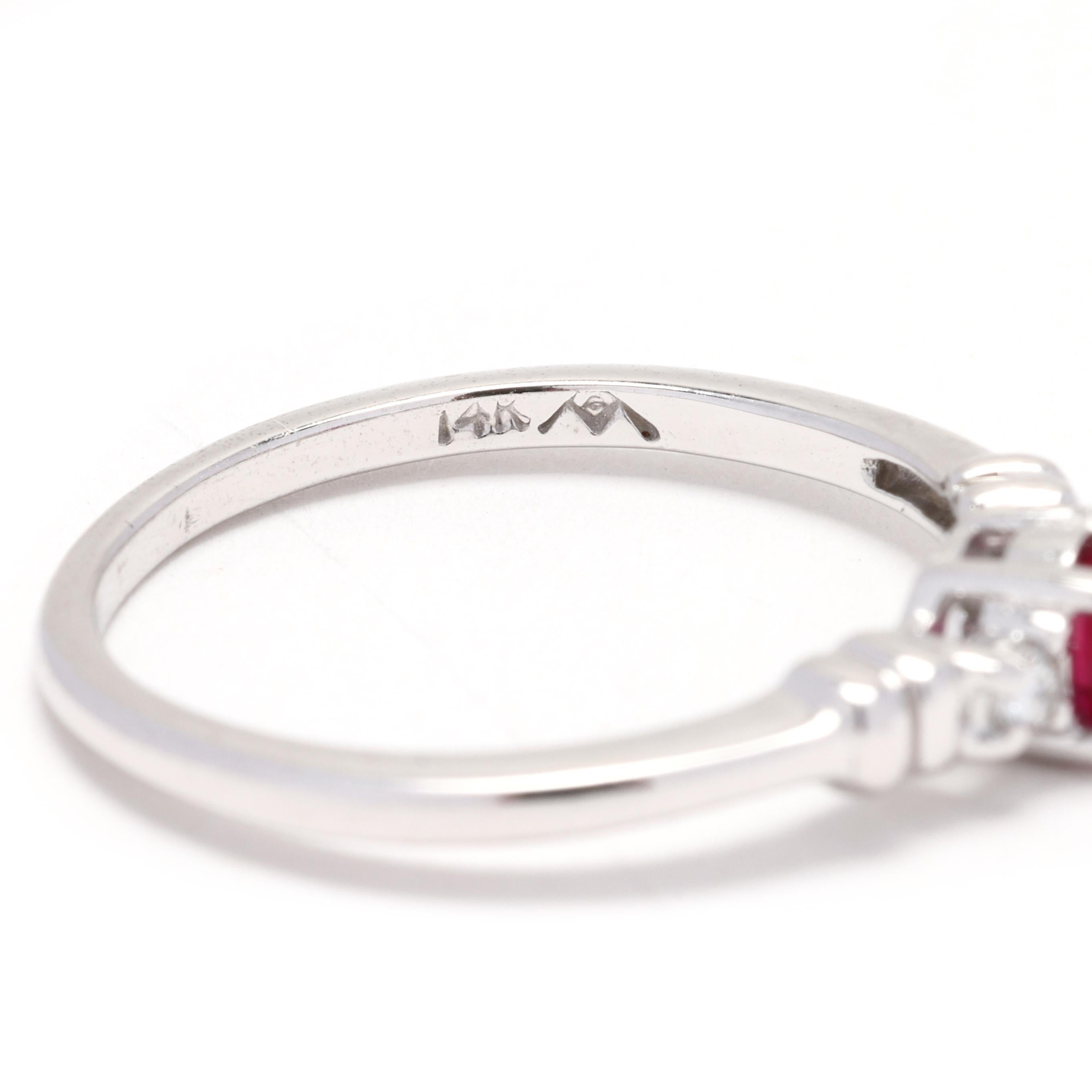 Women's 0.31ctw Ruby and Diamond Engagement Ring, 14k White Gold, Ring Size 5.5
