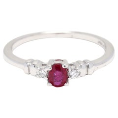 0.31ctw Ruby and Diamond Engagement Ring, 14k White Gold, Ring Size 5.5
