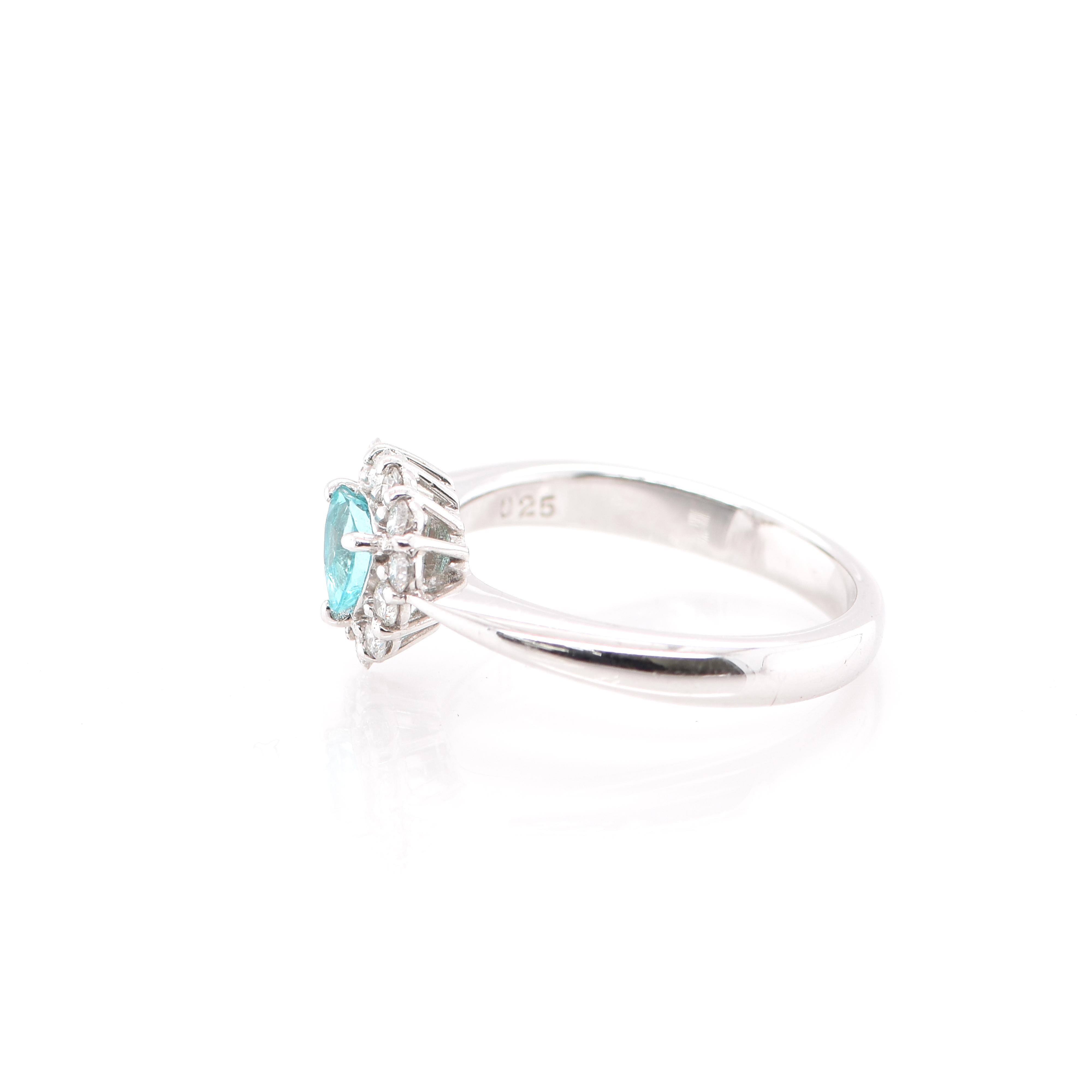 Modern GIA Certified 0.32 Carat Brazilian Paraiba Tourmaline Ring Set in Platinum For Sale