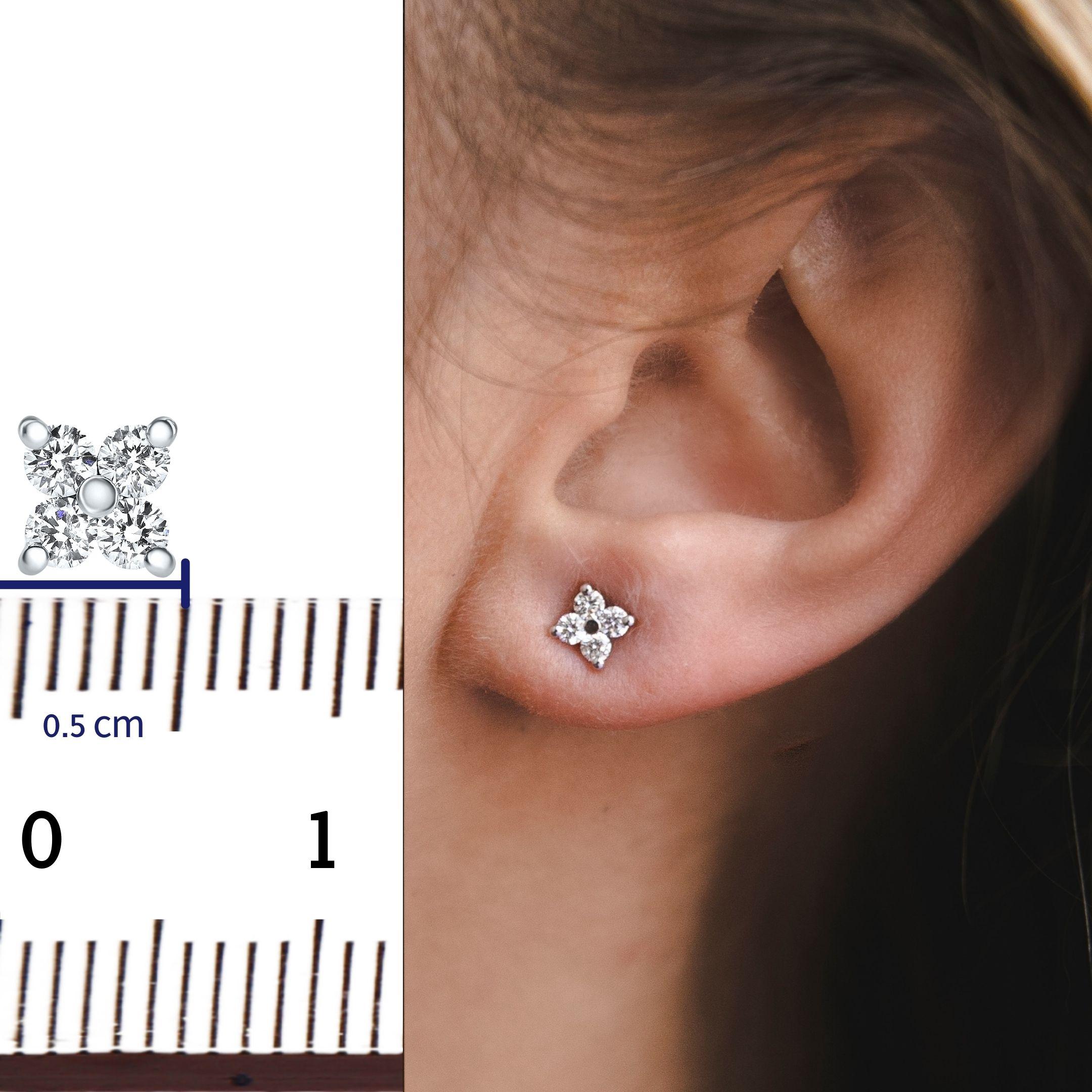 0.32 Carat Diamond Flower Petal Stud Earrings in 14K Yellow Gold - Shlomit Rogel For Sale 1