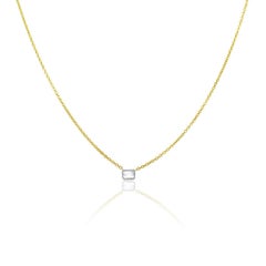 0.32 Carat Emerald Cut Bezel Set Diamond Necklace