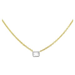 0.32 Carat Emerald Cut Bezel Set Diamond Necklace