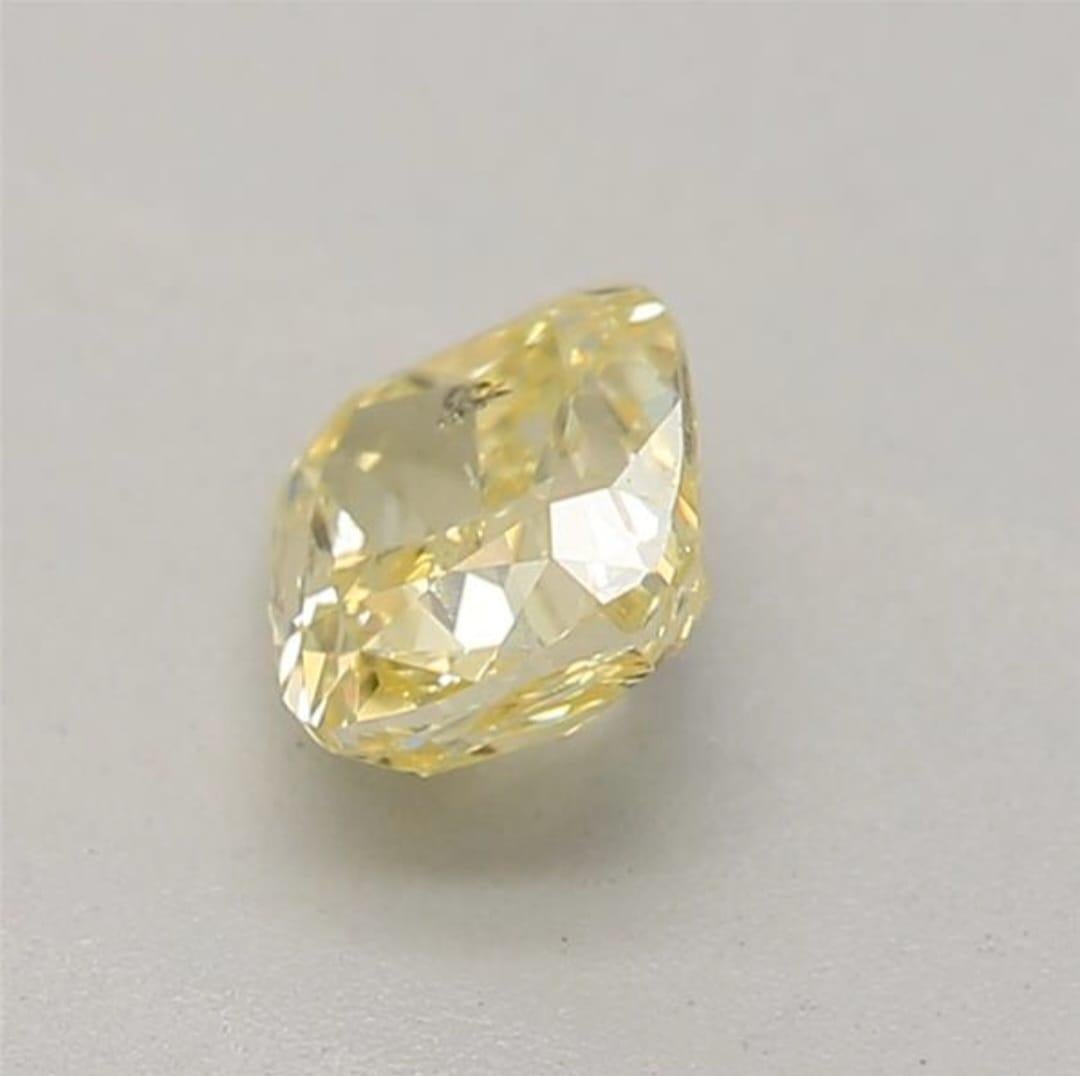 Cushion Cut 0.32 Carat Fancy Intense Yellow Cushion shaped diamond I1 Clarity GIA Certified For Sale