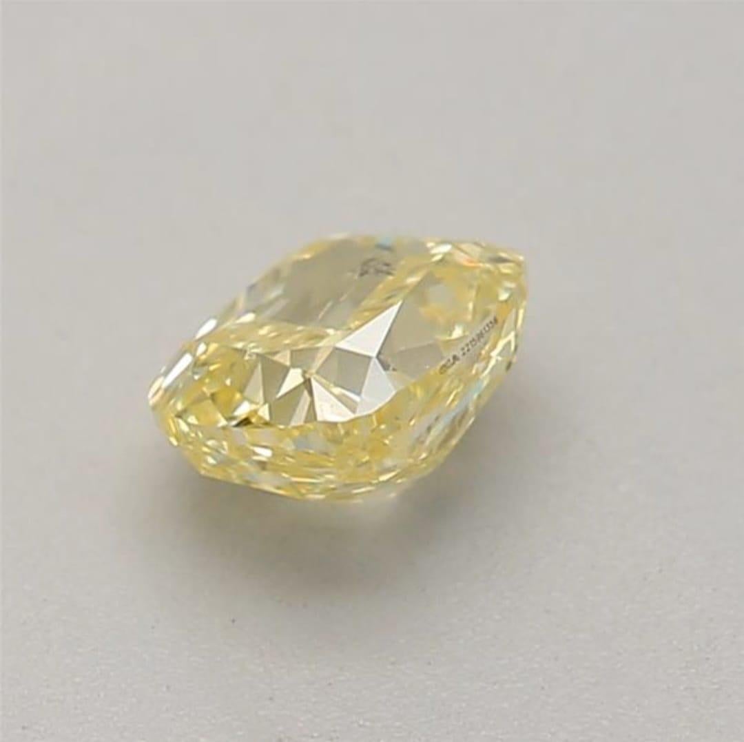 0.32 Carat Fancy Intense Yellow Cushion shaped diamond I1 Clarity GIA Certified In New Condition For Sale In Kowloon, HK