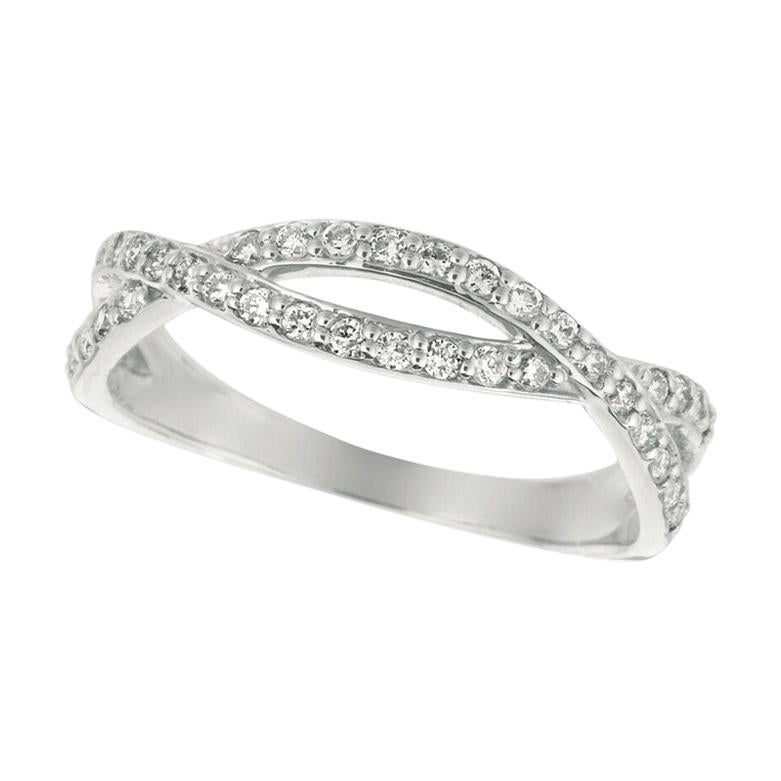 0.32 Carat Natural Diamond Pave Ring G SI 14 Karat White Gold For Sale