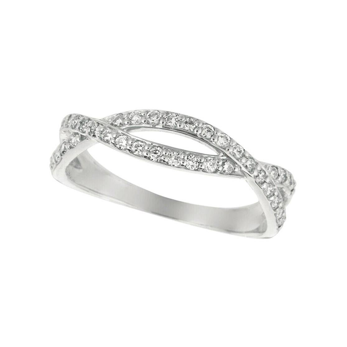 For Sale:  0.32 Carat Natural Diamond Pave Ring G SI 14 Karat White Gold