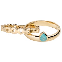 Hi June Parker, 14 Karat Gold, verbundene Ringe, 0,32 Karat Paraiba-Turmalin 