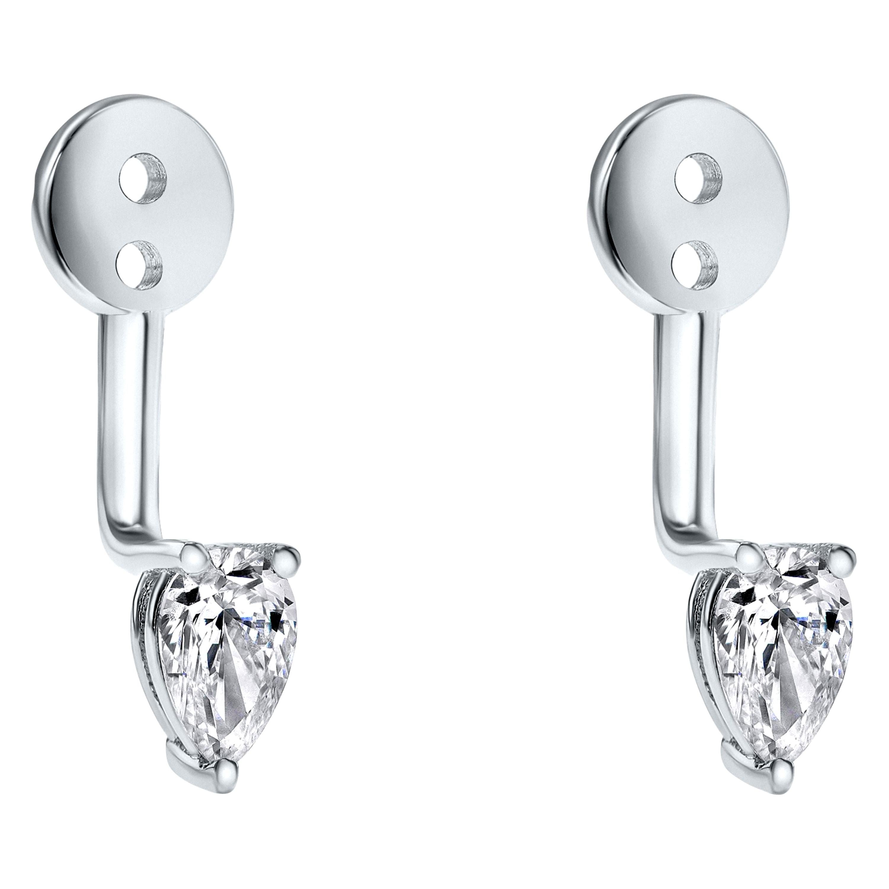 Shlomit Rogel - Vestes d'oreilles en or blanc 14 carats avec diamants en forme de poire de 0,32 carat