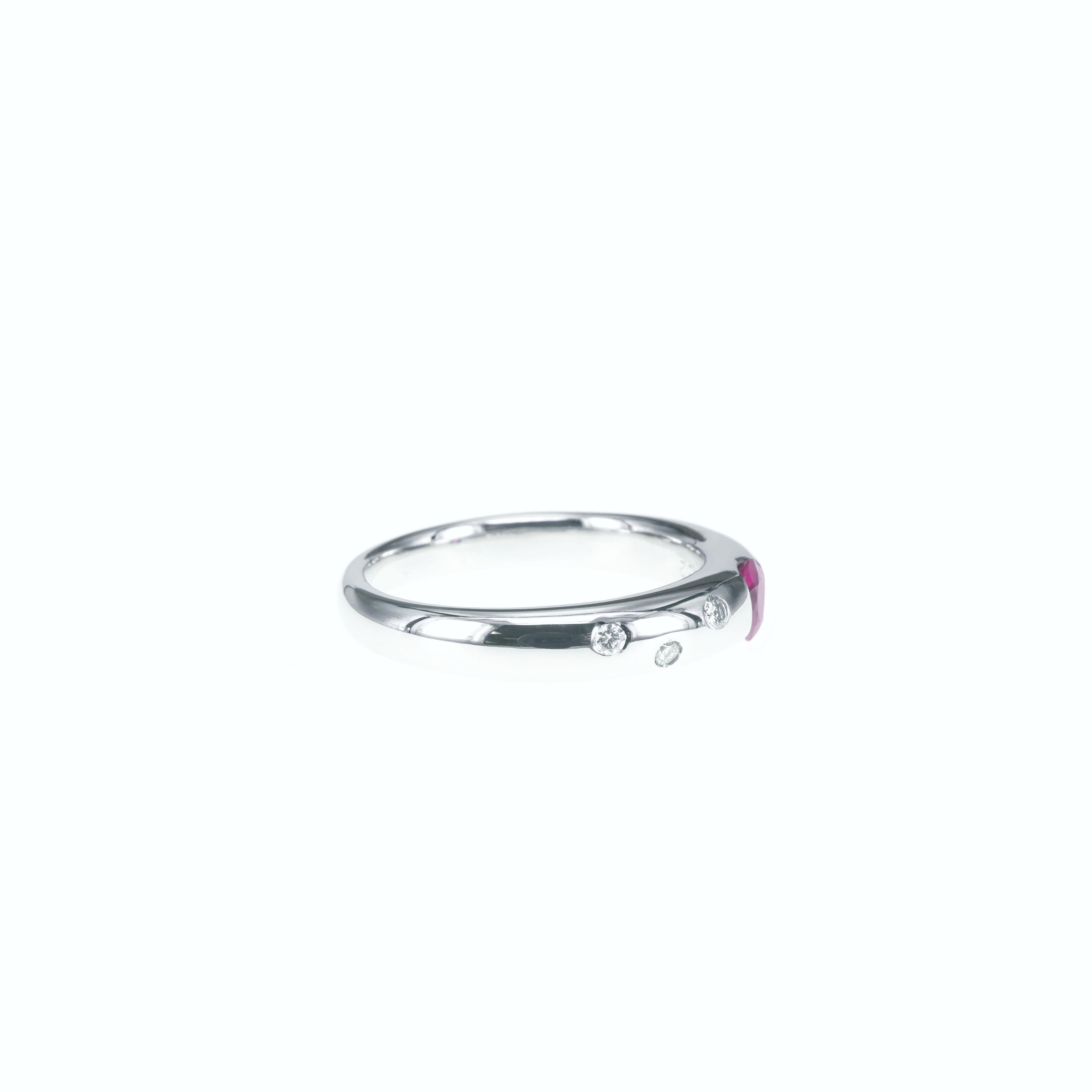 Contemporary 0.32 Carat Round Vivid Red Ruby White Diamond Solitaire Petite Ring