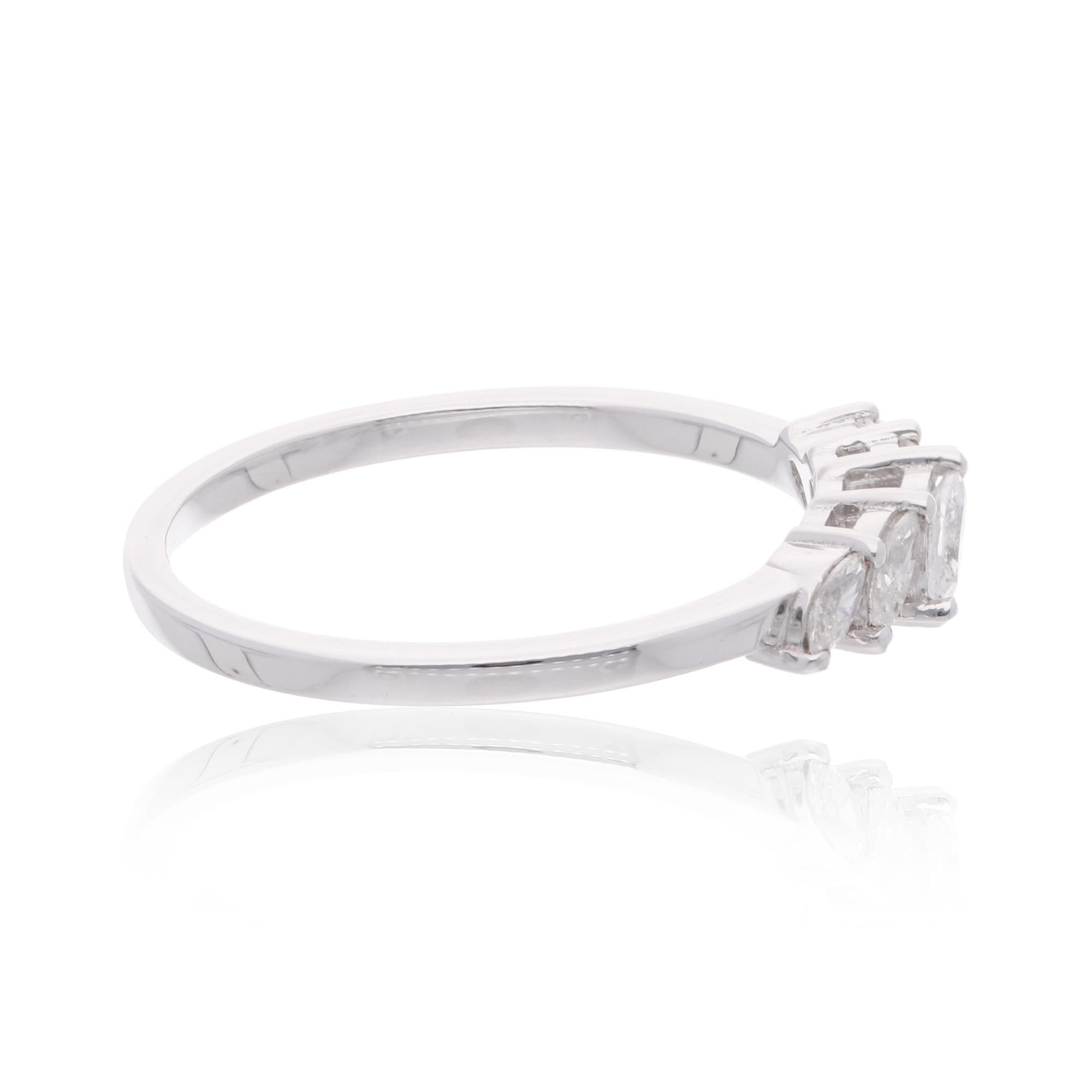 Marquise Cut 0.32 Carat Si Clarity Hi Color Marquise Diamond Band Ring 18 Karat White Gold For Sale