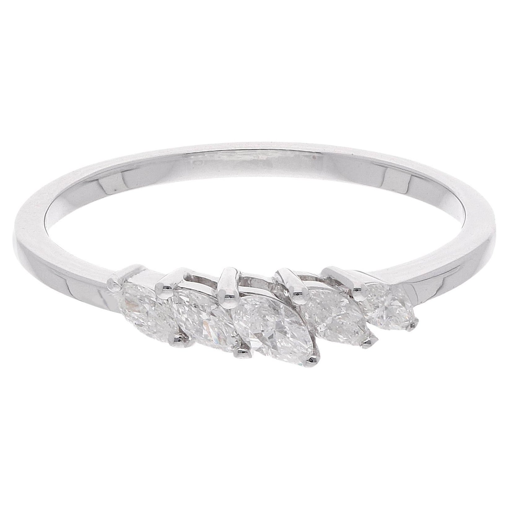 0,32 Karat Si Clarity Hi Color Marquise Diamant-Ring 18 Karat Weißgold
