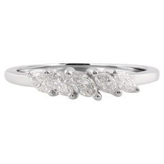 0,32 carati Si Clarity Hi Color Marquise Diamond Band Ring Oro bianco 18 carati