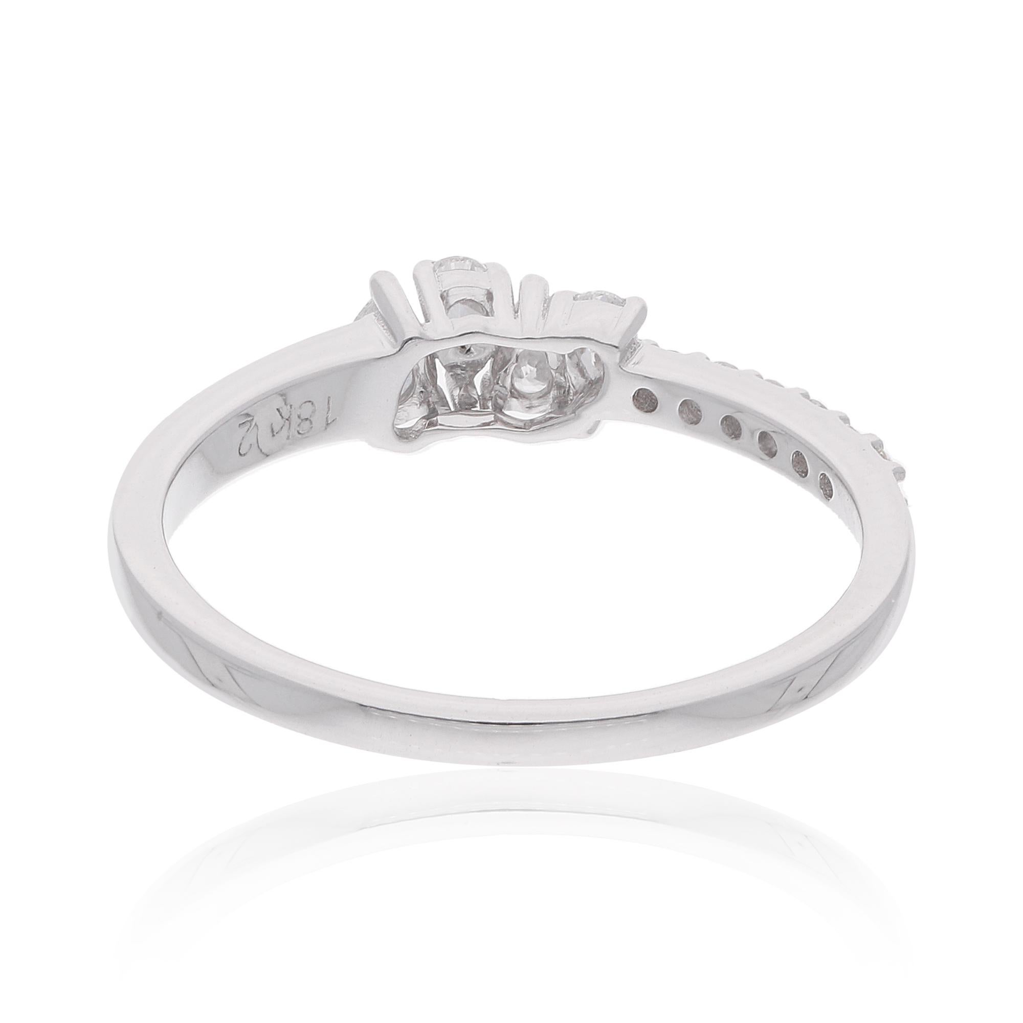 Women's 0.32 Carat SI Clarity HI Color Pear Shape Diamond Band Ring 18 Karat White Gold For Sale