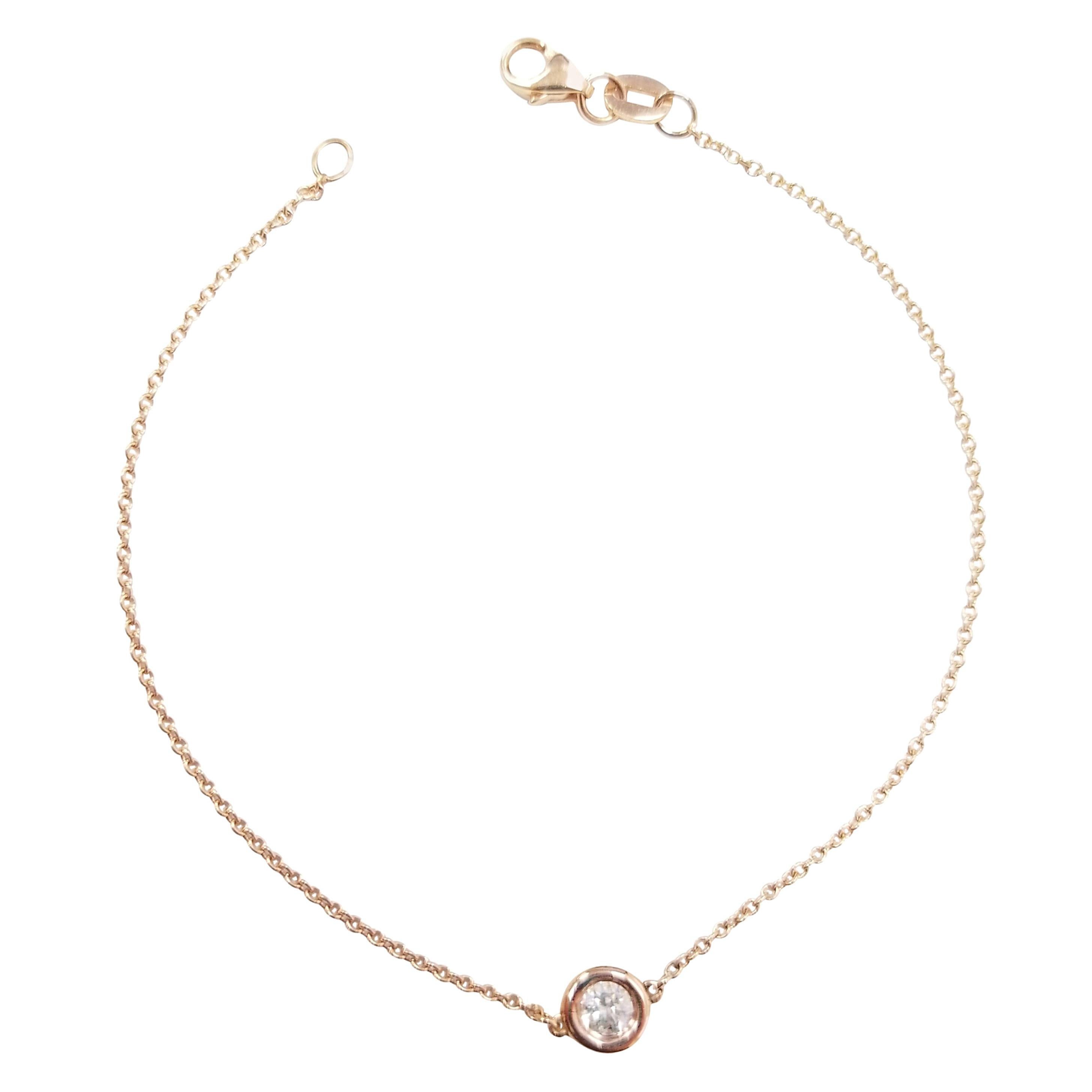 0.32 Carats Single Diamond Station Bracelet in 14 Karat Rose Gold