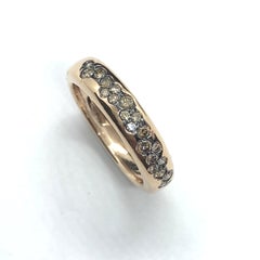 0.32 Carat Brown Pavé Diamonds Comfort Band Ring 18 Carat Rose Gold