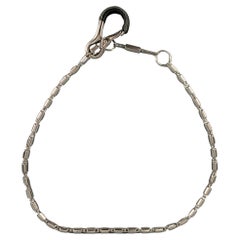 032C Silver Black Chain Link Metal Necklace