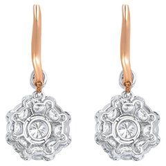 Boucles d'oreilles en platine avec diamant 0,32 carat, halo de diamants en grappe