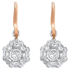 Pendientes de diamantes de 0,32 quilates, Halo de diamantes en racimo, Platino