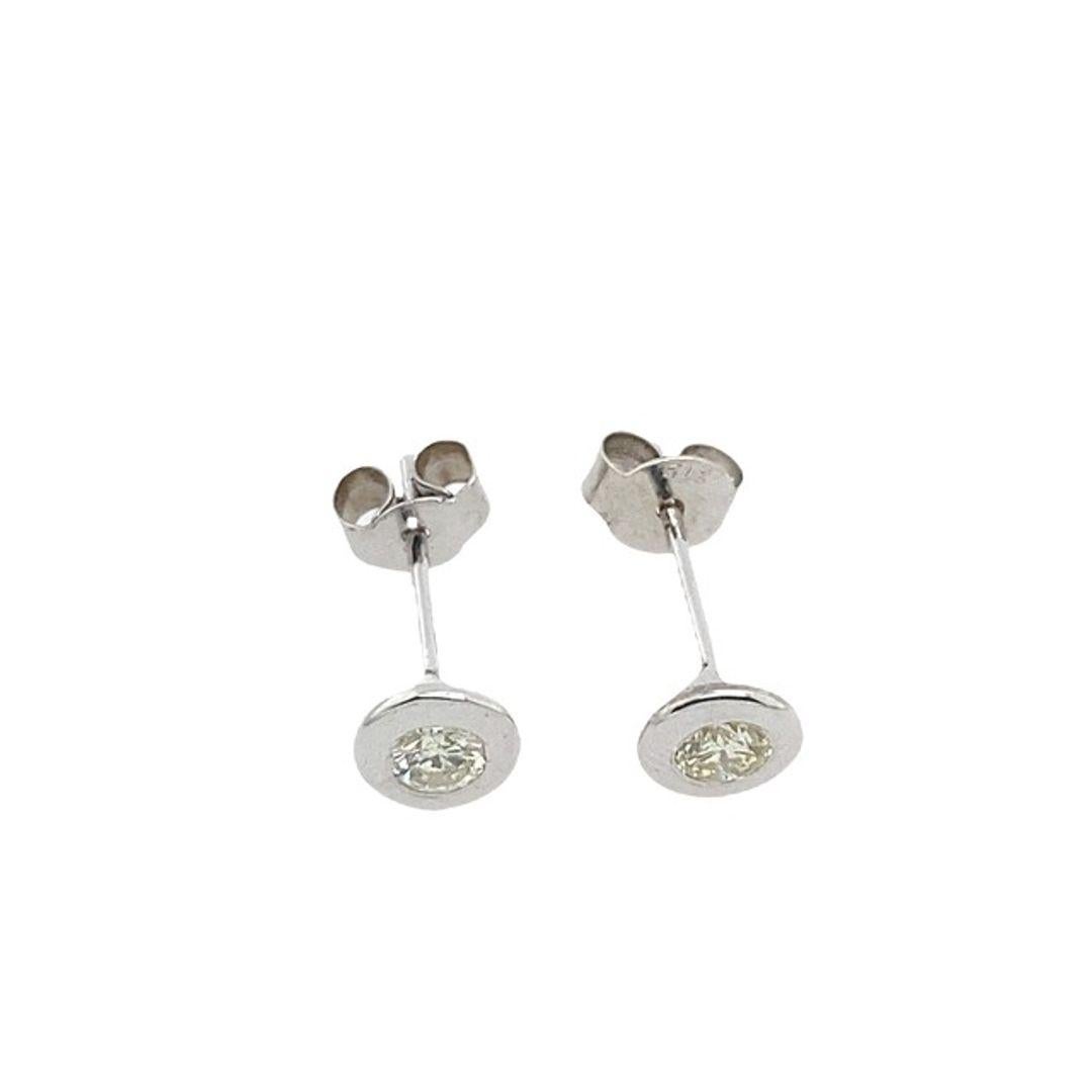 Round Cut 0.32ct Diamond Studs Earrings in Rubover Setting in 18ct White Gold For Sale