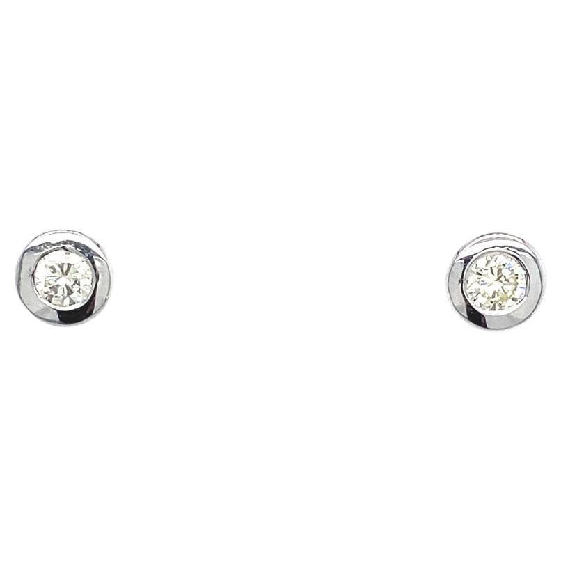 0.32ct Diamond Studs Earrings in Rubover Setting in 18ct White Gold