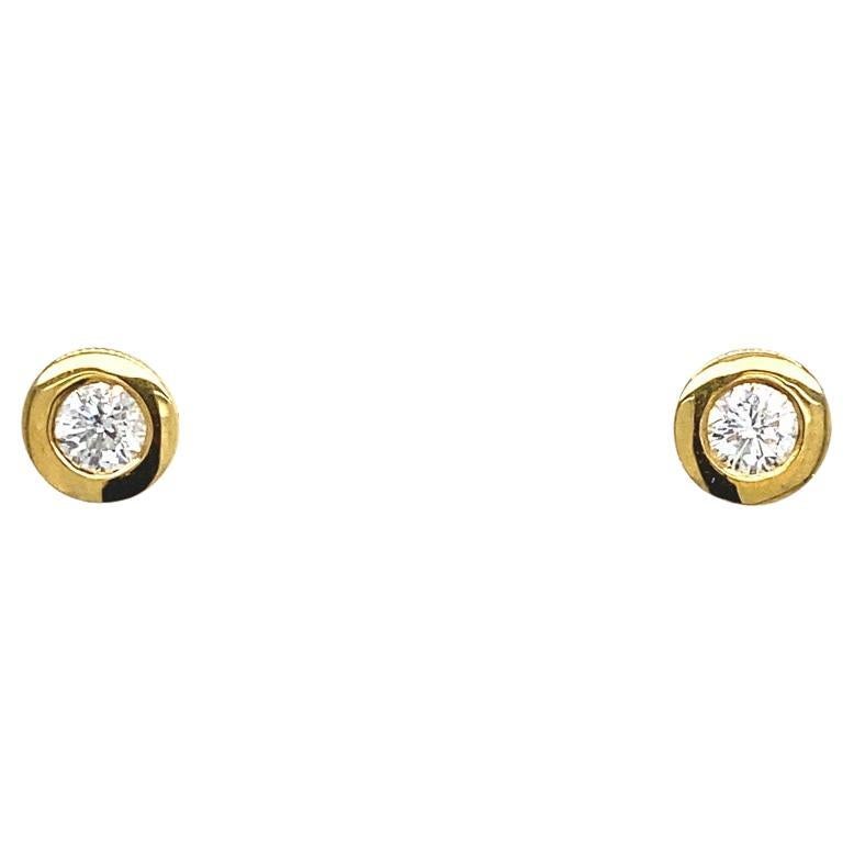 0.32ct Diamond Studs Earrings in Rubover Setting in 18ct Yellow Gold For Sale
