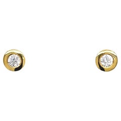 0.32ct Diamond Studs Earrings in Rubover Setting in 18ct Yellow Gold