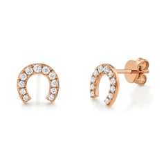 0.32ct Round Cut Diamond Horseshoe Stud Earrings