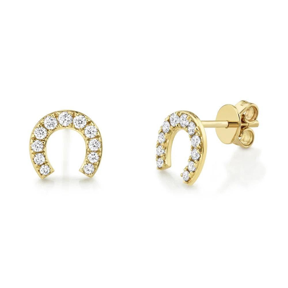 0.32ct Round Cut Diamond Horseshoe Stud Earrings For Sale