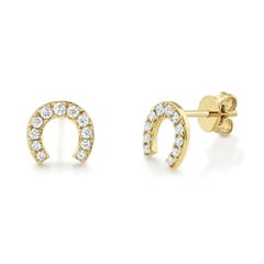 0.32ct Round Cut Diamond Horseshoe Stud Earrings