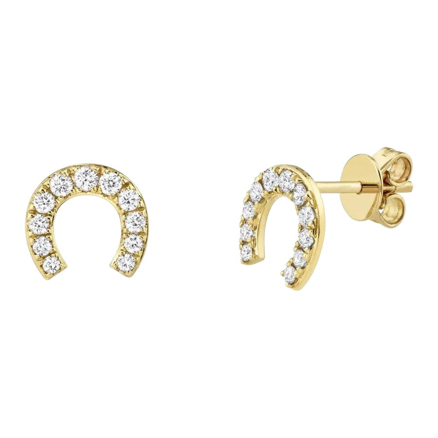 0.32ct Round Cut Diamond Horseshoe Stud Earrings en vente
