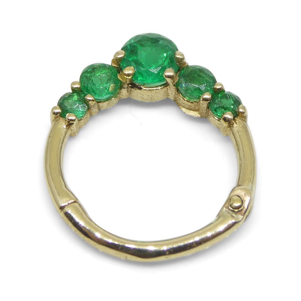 0.32ct Round Green Emerald Hinged 16G 10mm Septum Clicker Ring set in 14k Yellow For Sale 1
