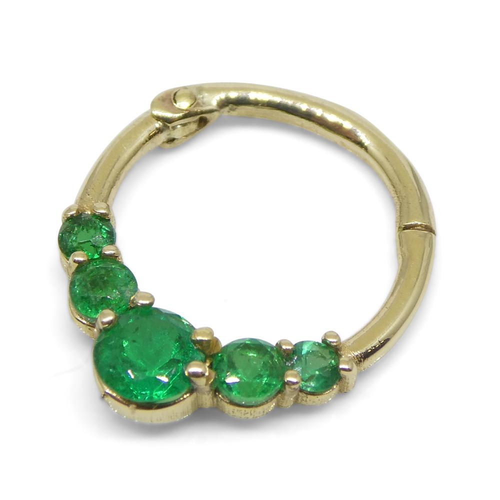 0.32ct Round Green Emerald Hinged 16G 10mm Septum Clicker Ring set in 14k Yellow For Sale 2