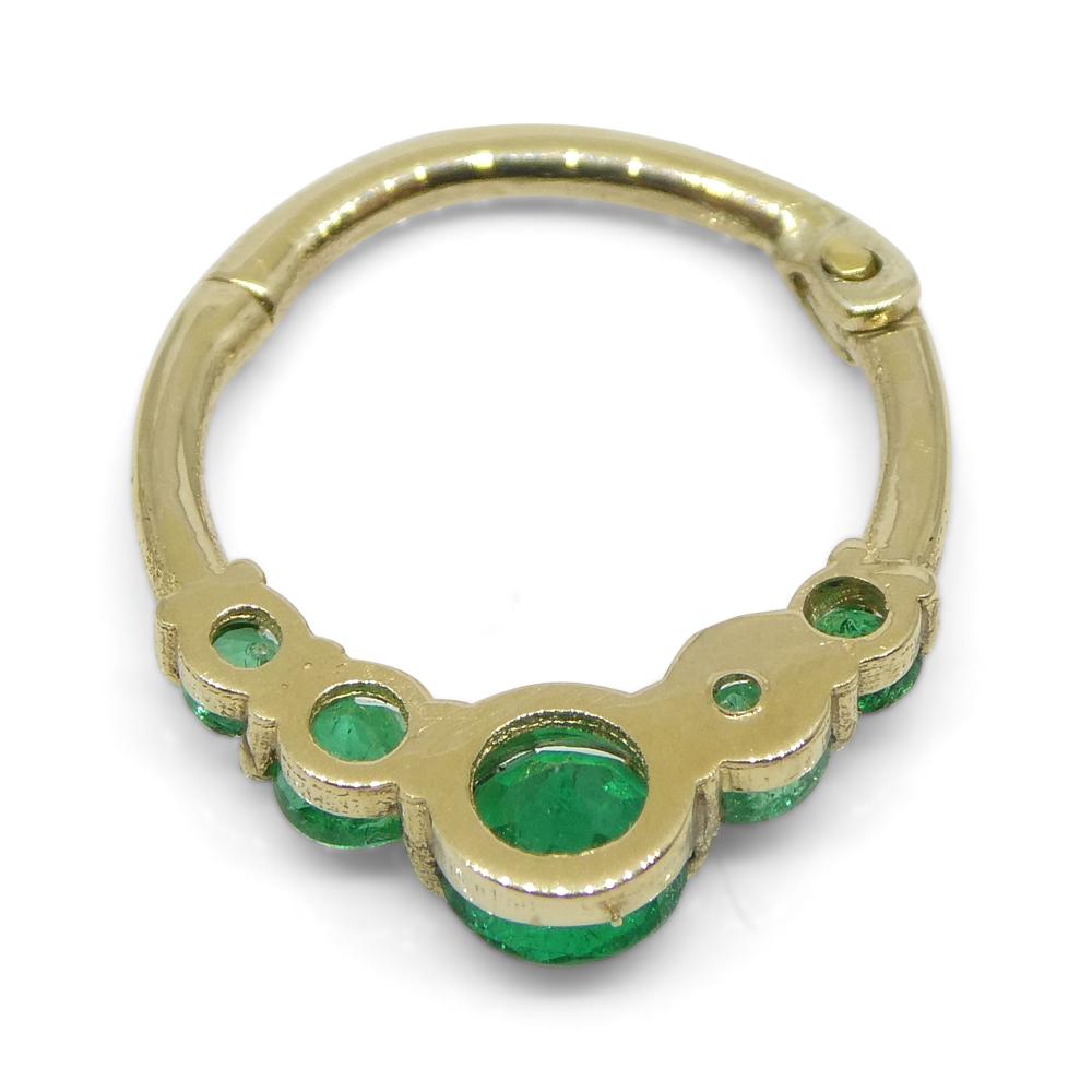 0.32ct Round Green Emerald Hinged 16G 10mm Septum Clicker Ring set in 14k Yellow For Sale 3