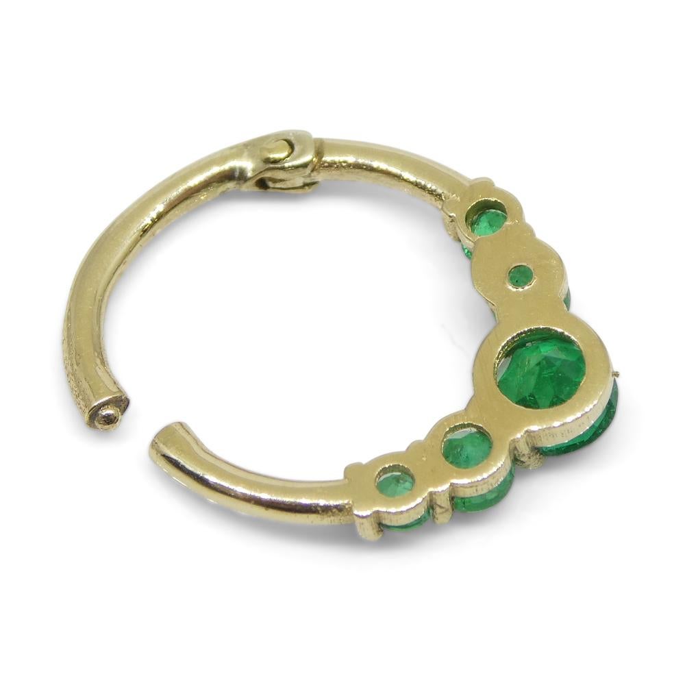 0.32ct Round Green Emerald Hinged 16G 10mm Septum Clicker Ring set in 14k Yellow For Sale 4