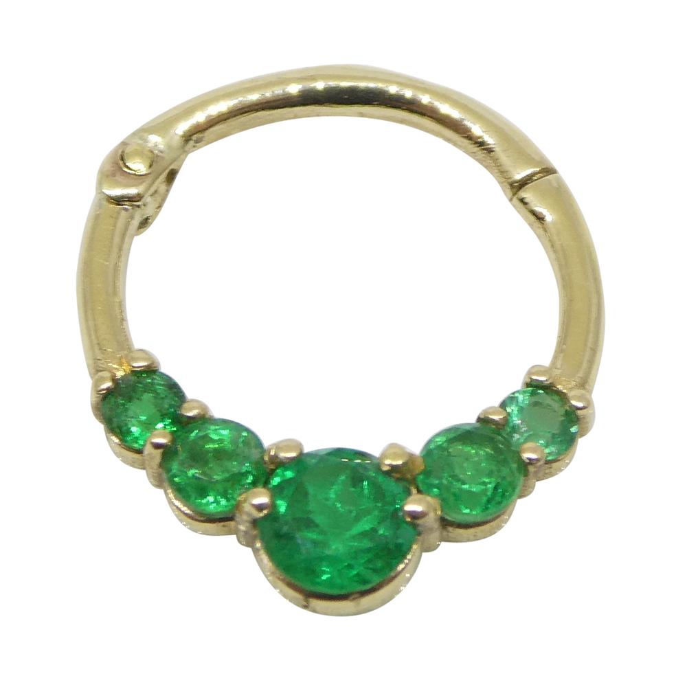 0.32ct Round Green Emerald Hinged 16G 10mm Septum Clicker Ring set in 14k Yellow For Sale 6