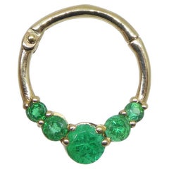 0.32ct Round Green Emerald Hinged 16G 10mm Septum Clicker Ring set in 14k Yellow
