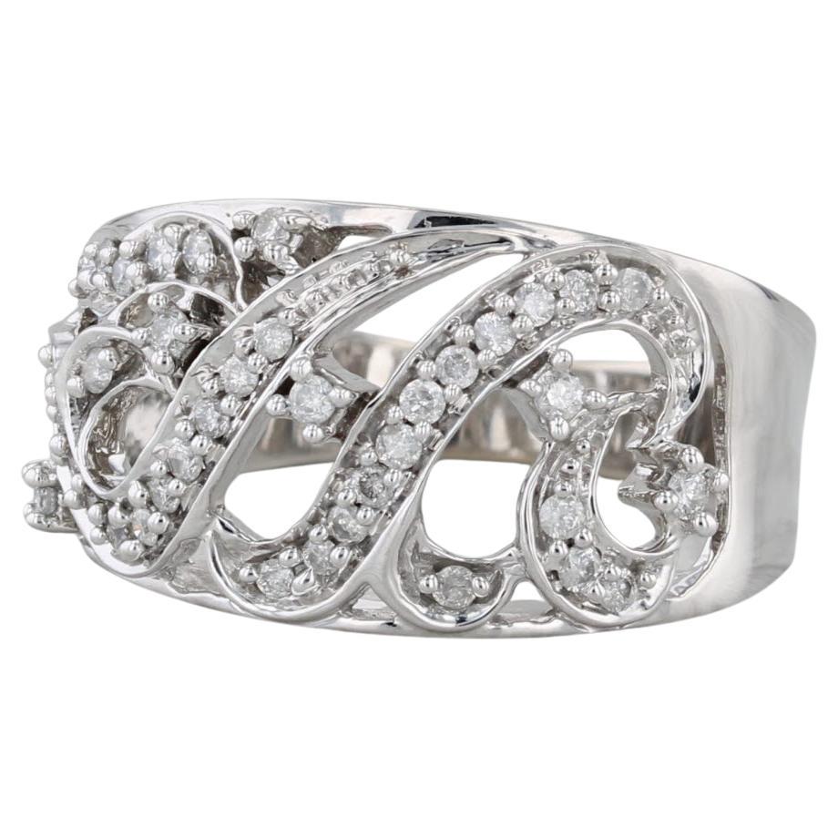 0.32ctw Anillo de Cóctel de Diamantes 14k Oro Blanco Talla 7.25