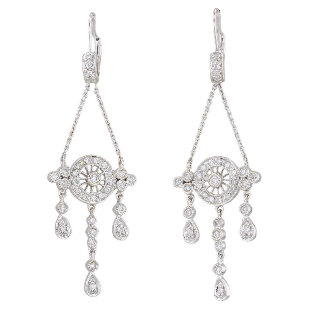 0.32ctw Diamond Dangle Earrings 14k White Gold Pierced Drops For Sale