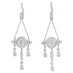 Pendants d'oreilles en or blanc 14 carats avec diamants 0,32 carat