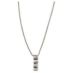 0.32ctw Diamond Journey Pendant Necklace 14k White Gold 16" Wheat Chain