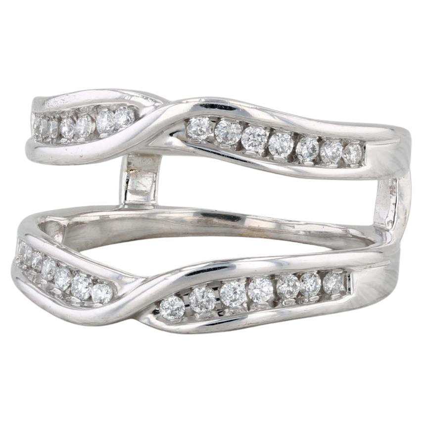 0.32ctw Diamond Ring Jacket 14k White Gold Size 7 Enhancer Guard Wedding Band For Sale
