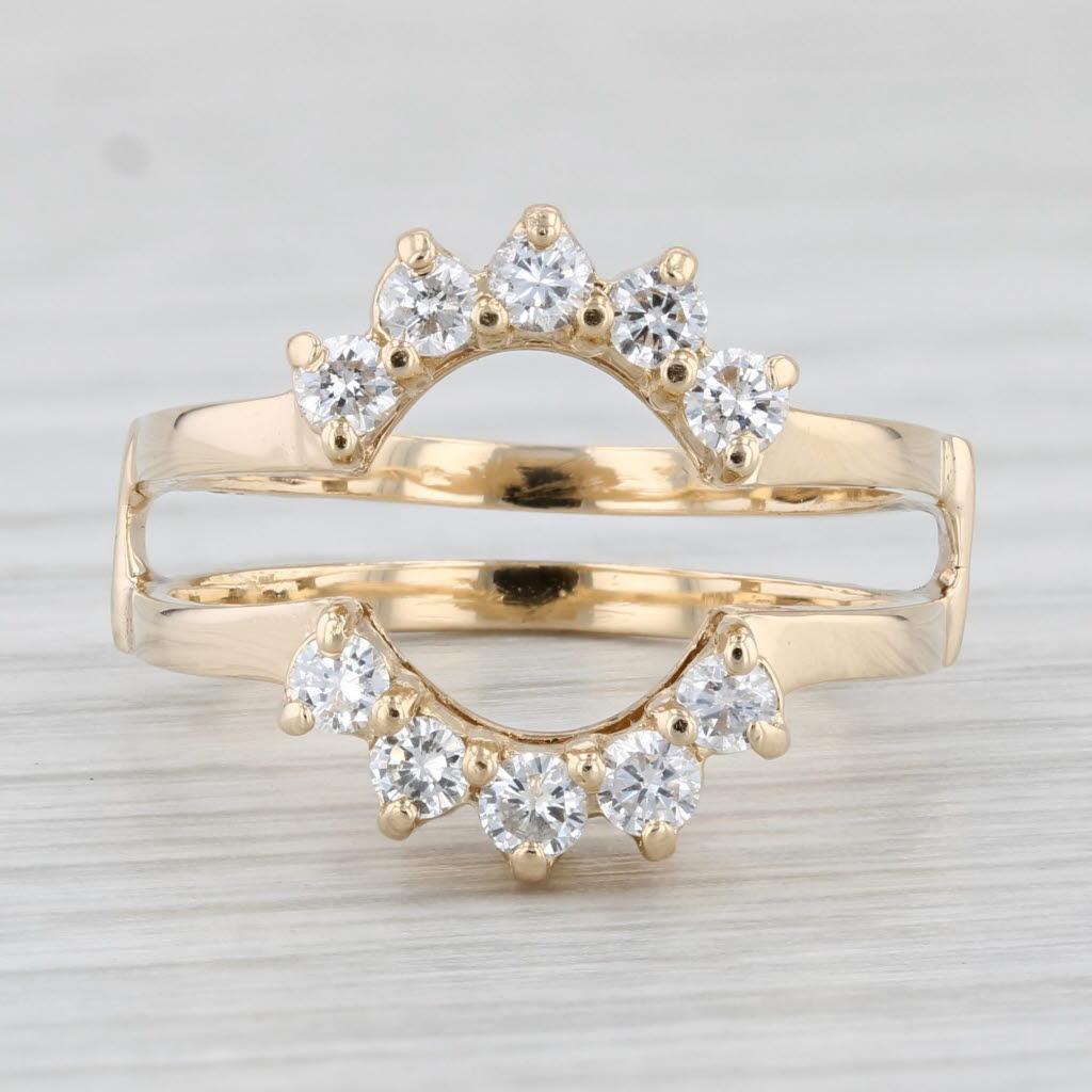 Round Cut 0.32ctw Diamond Ring Jacket Guard 14k Yellow Gold Size 6.5 Wedding Bridal For Sale