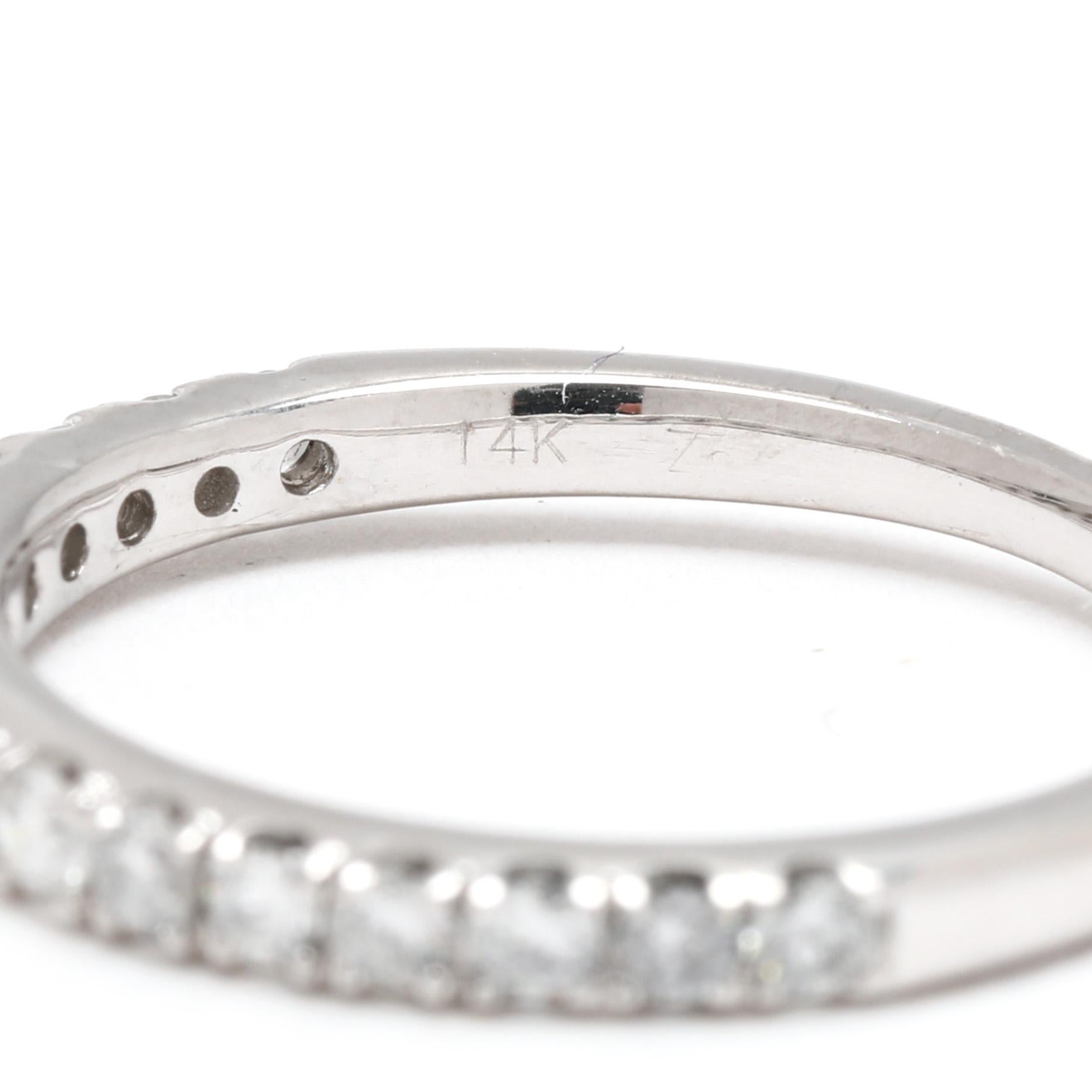 da uomo o donna Anello a fascia sottile con diamante da 0,32ctw, oro bianco 14k, misura 5, impilabile in vendita