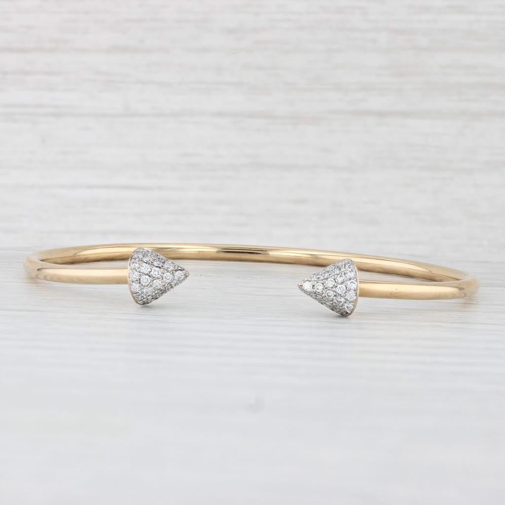 0.32ctw Diamond Tipped Cuff Bracelet 18k Yellow Gold 6.75"